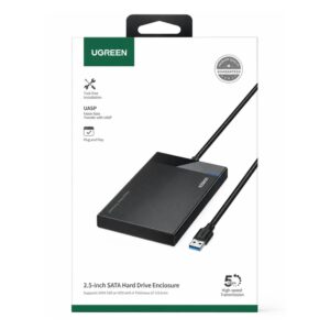 UGREEN 2.5-Inch SATA Hard Drive Enclosure USB 3.0 (5Gbps) for SSD & HDD (Up to 9.5mm)